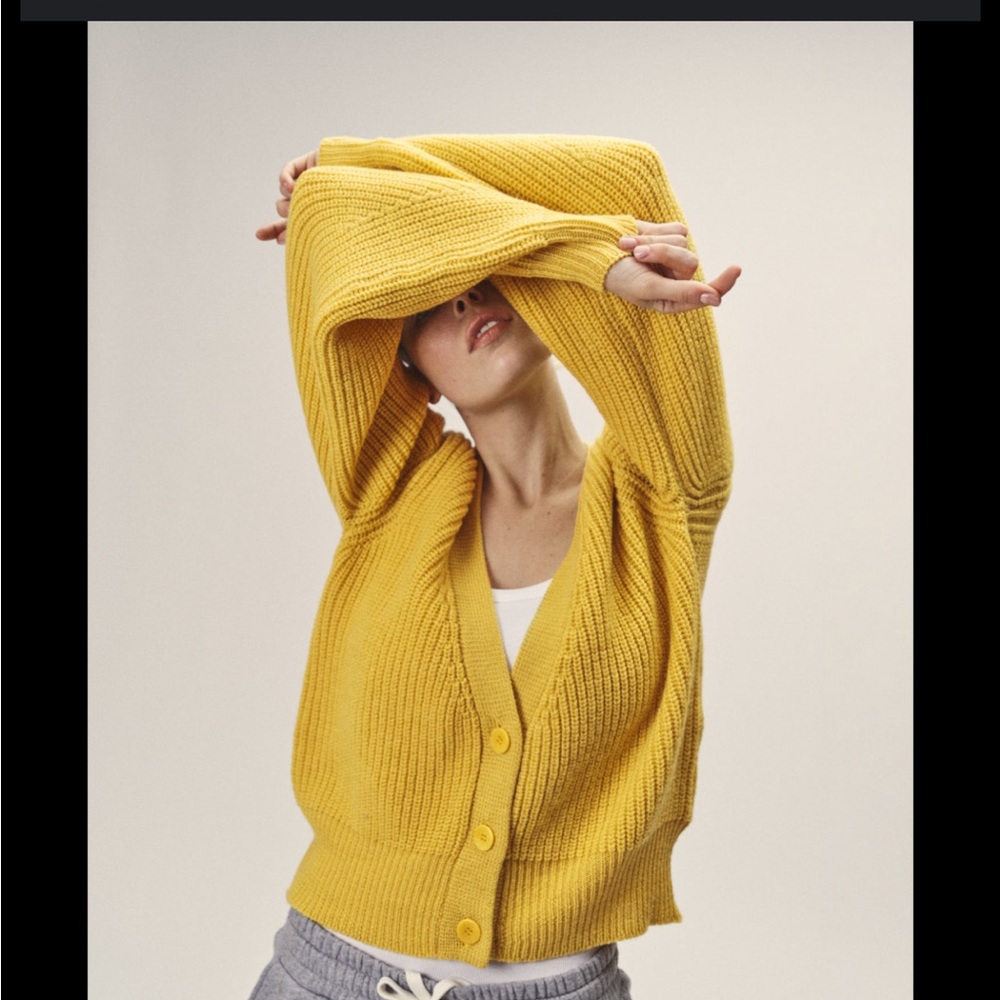 TNA Yellow Ribbed Cardigan